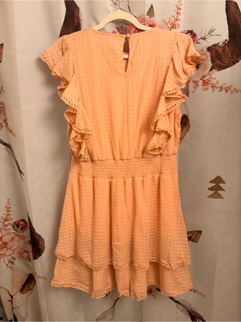 New Large Peach Ruffle Tiered Dress - Picture 6 of 8